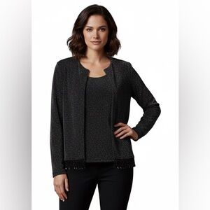 The XScape 2-piece set,black/metallic sparkles, round neck,long-sleeved jacket,S